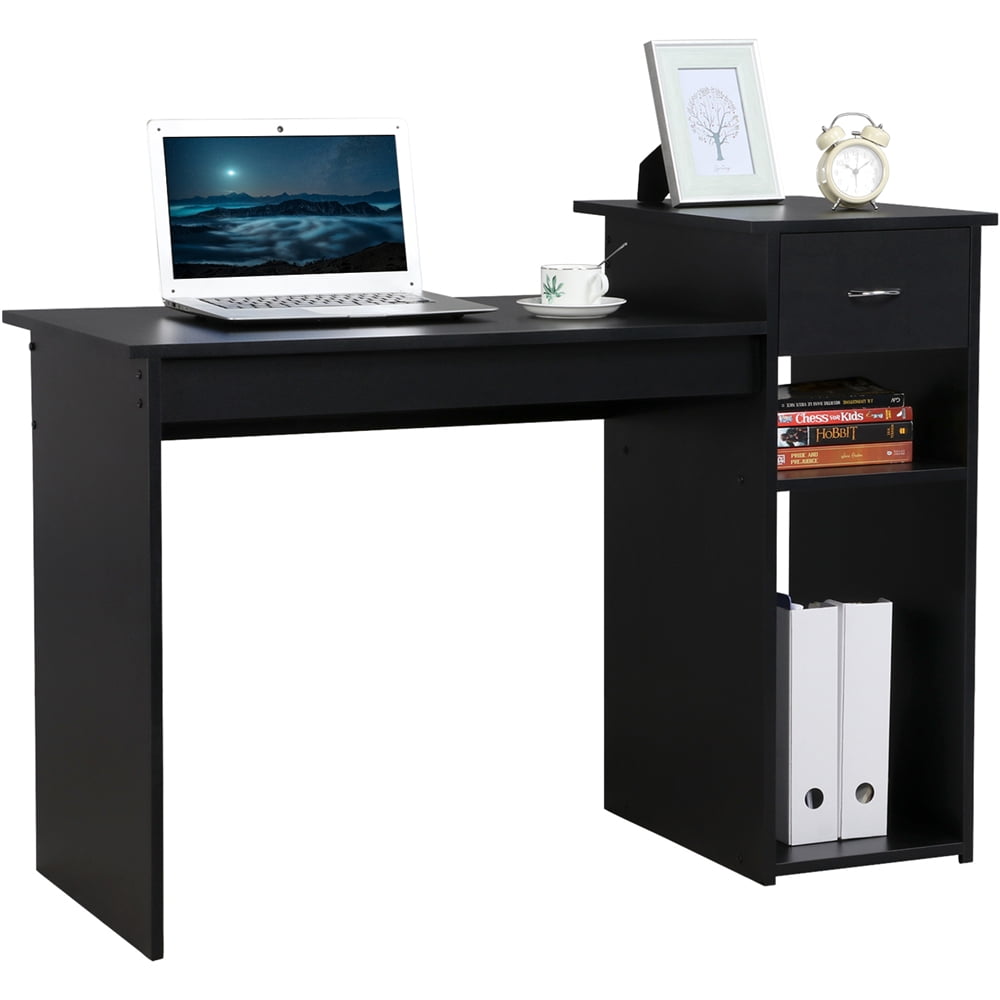 Alden Design Home Office Workstation Computer Desk with Drawer and Storage, White
