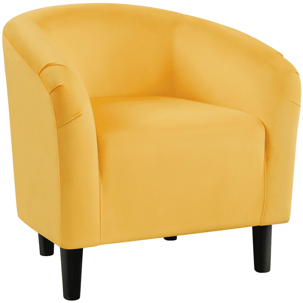 Alden Design Upholstered Velvet Club Accent Chair for Living Room, Yellow