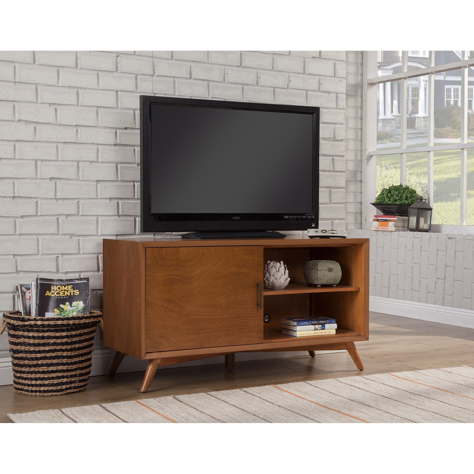 Alpine Furniture Flynn Small TV Console, Acorn