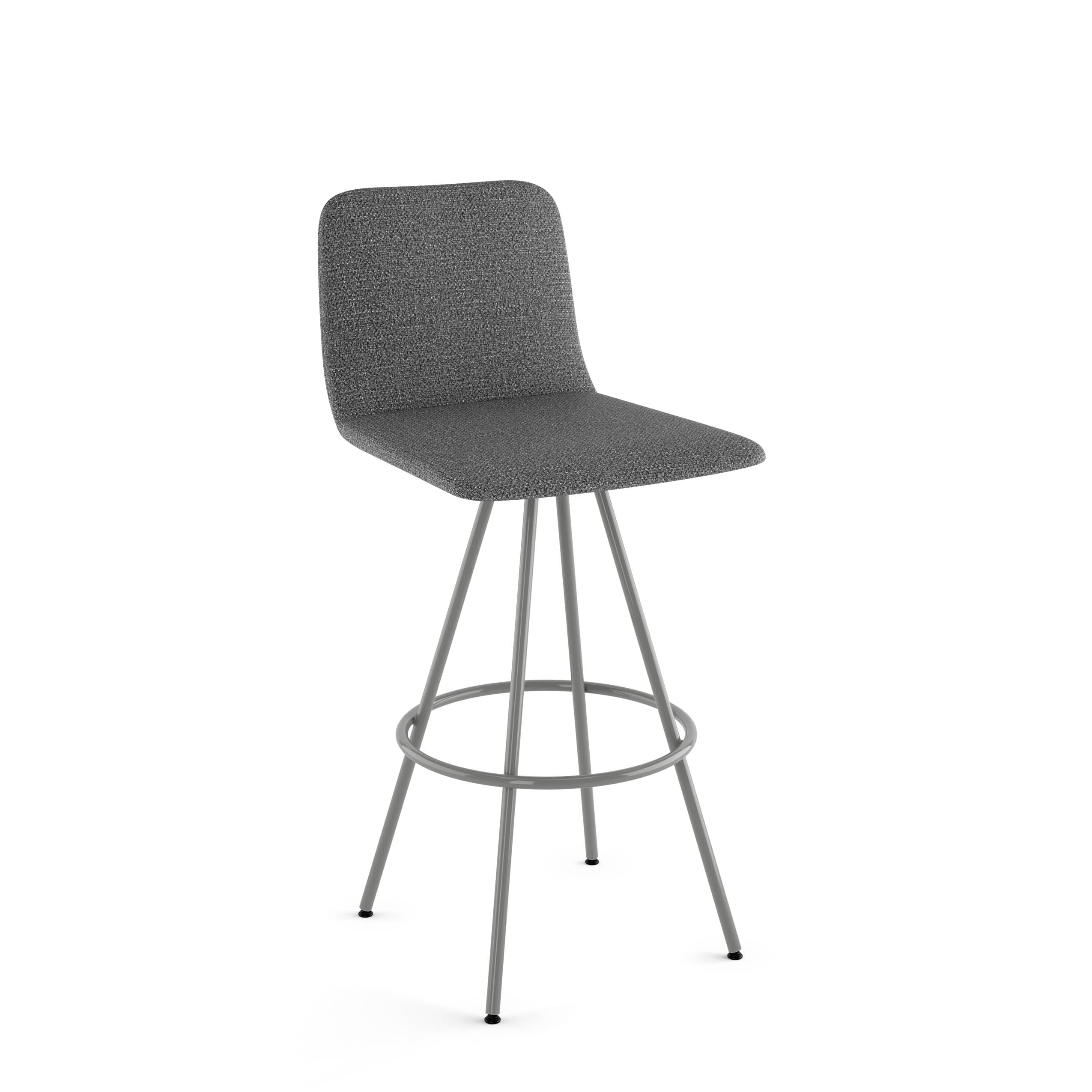 Amisco Dagmar 30 In. Swivel Bar Stool - Grey Woven Fabric / Black Metal
