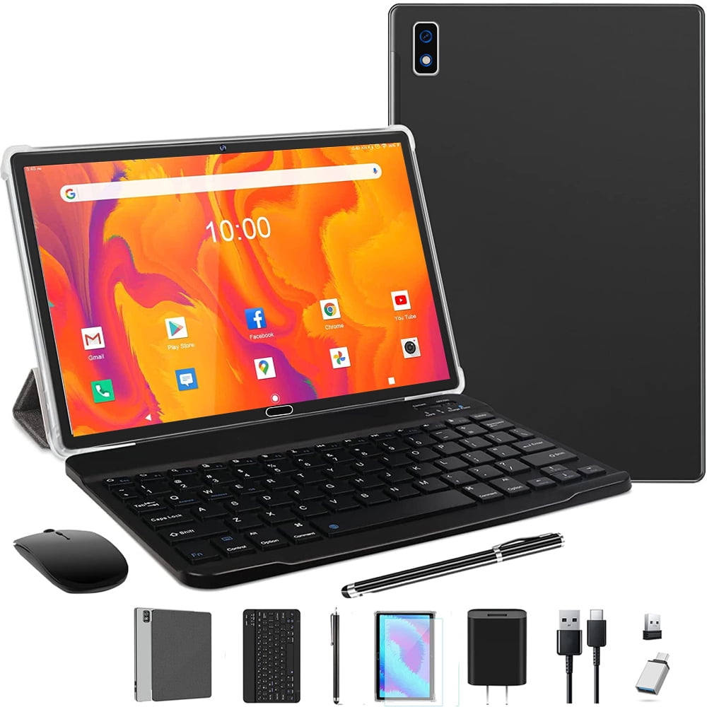 Android 13 Tablet 10.1" Android Tablet, 4gb+64gb Storage Tablet with Keyboard, Google GMS Certified, Dual 13MP+5MP Camera, WiFi, Bluetooth, GPS, IPS Full HD Display