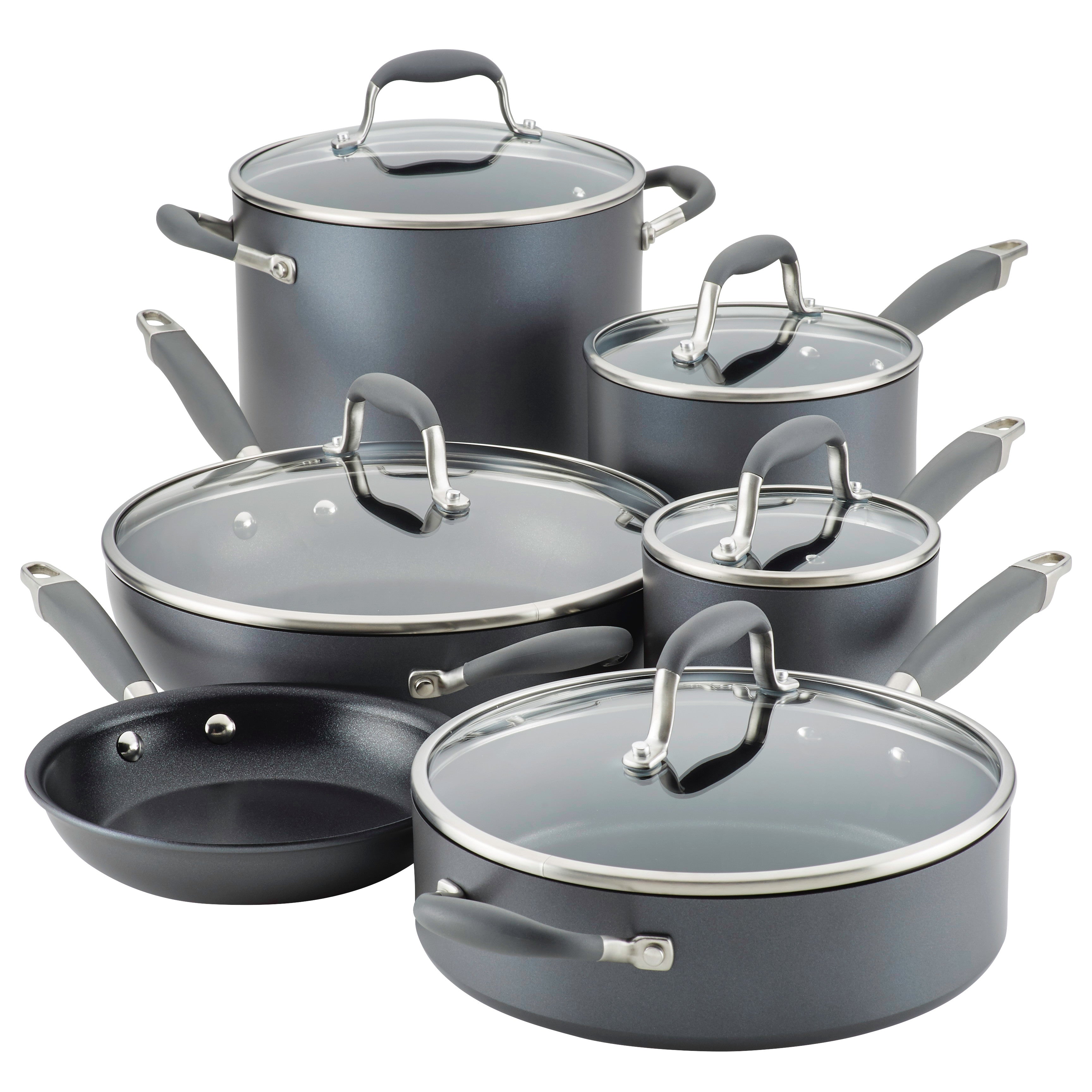 Anolon Advanced Home 11 Piece Hard-Anodized Nonstick Cookware Set, Moonstone