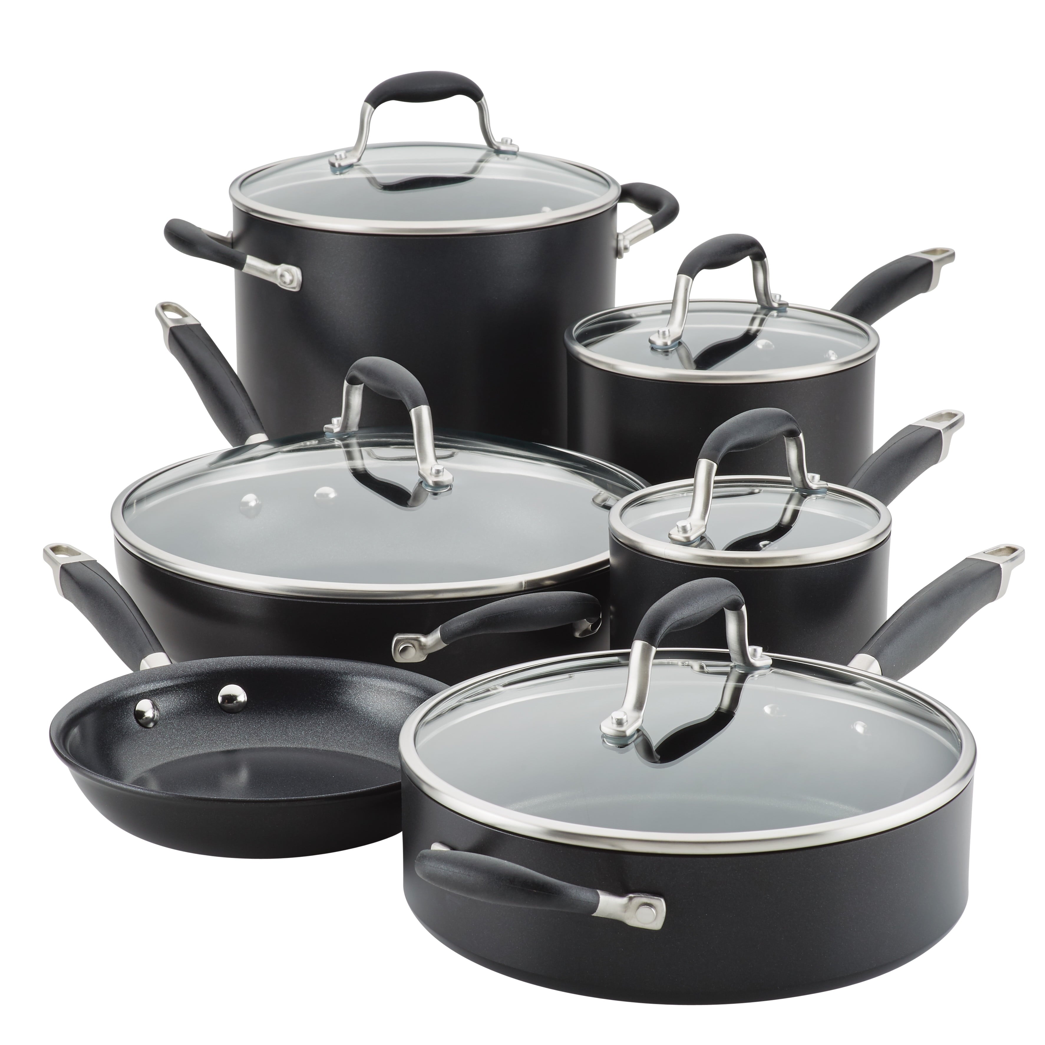 Anolon Advanced Home 11 Piece Hard-Anodized Nonstick Cookware Set, Onyx