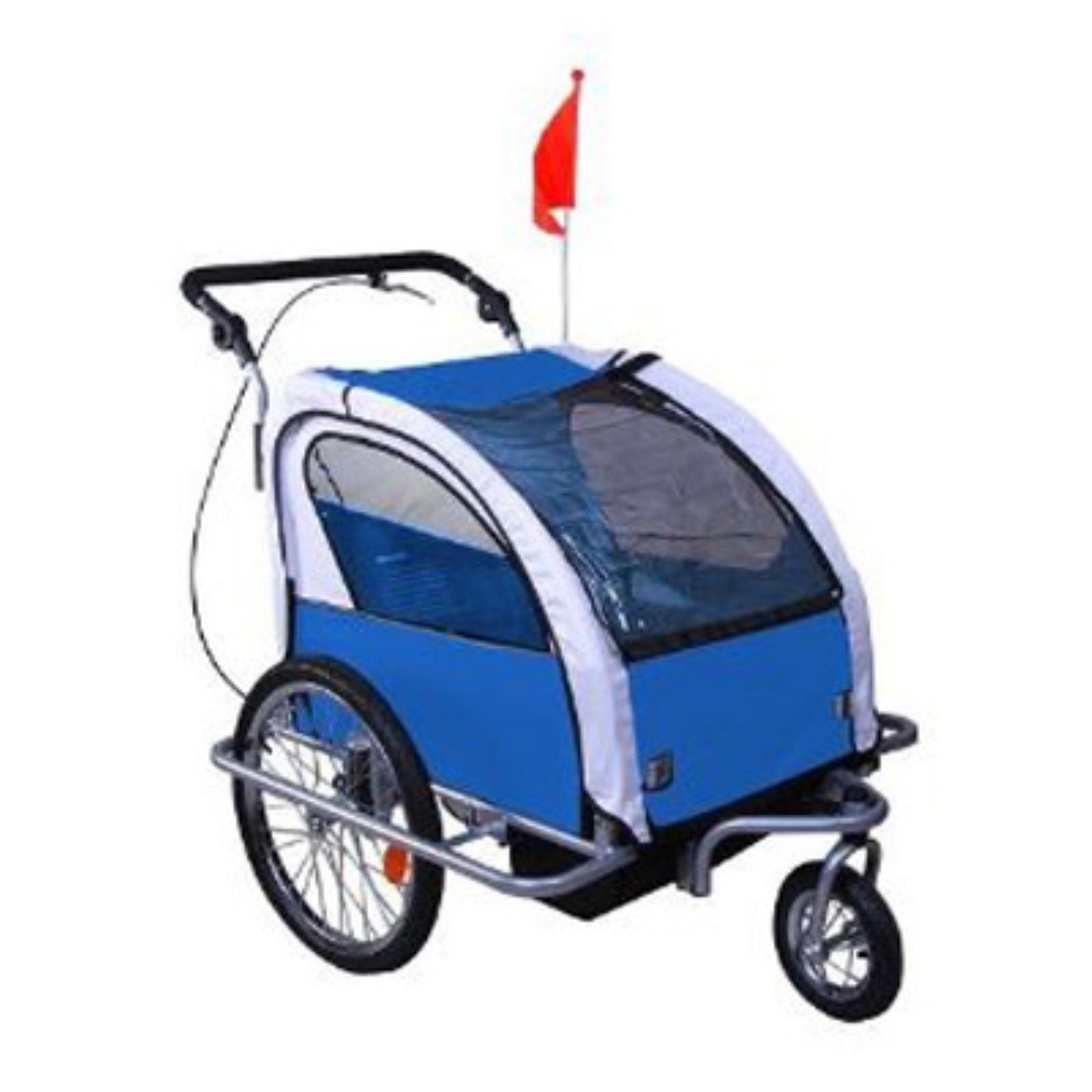 Aosom Elite 360 Swivel 2-In-1 Double Child Two-Wheel Bicycle Cargo Trailer And Jogger With 2 Safety Harnesses, Blue