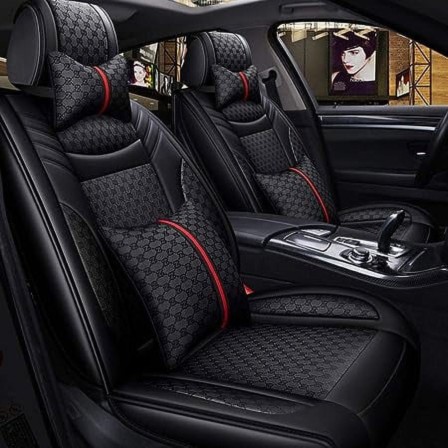 Aotiyer Universal Car Seat Covers 5PCS Full Set Car Seat Covers Accessories Breathable Leather Automotive Seat Covers for Most Cars SUVs Pick-up Trucks