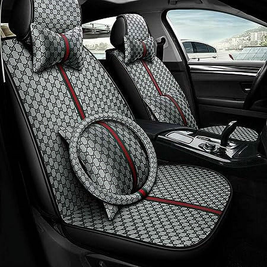 Aotiyer Universal Car Seat Covers 5PCS Full Set Car Seat Covers Accessories Breathable Leather Automotive Seat Covers for Most Cars SUVs Pick-up Trucks