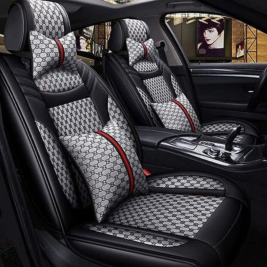 Aotiyer Universal Car Seat Covers 5PCS Full Set Car Seat Covers Accessories Breathable Leather Automotive Seat Covers for Most Cars SUVs Pick-up Trucks