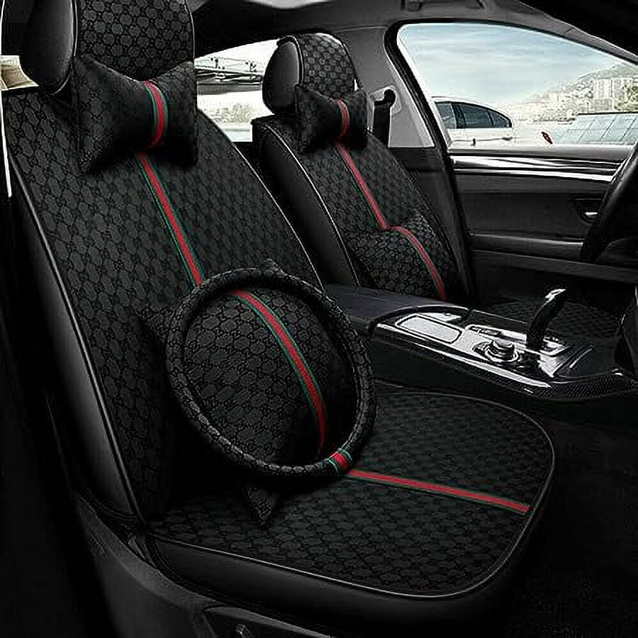 Aotiyer Universal Car Seat Covers 5PCS Full Set Car Seat Covers Accessories Breathable Leather Automotive Seat Covers for Most Cars SUVs Pick-up Trucks