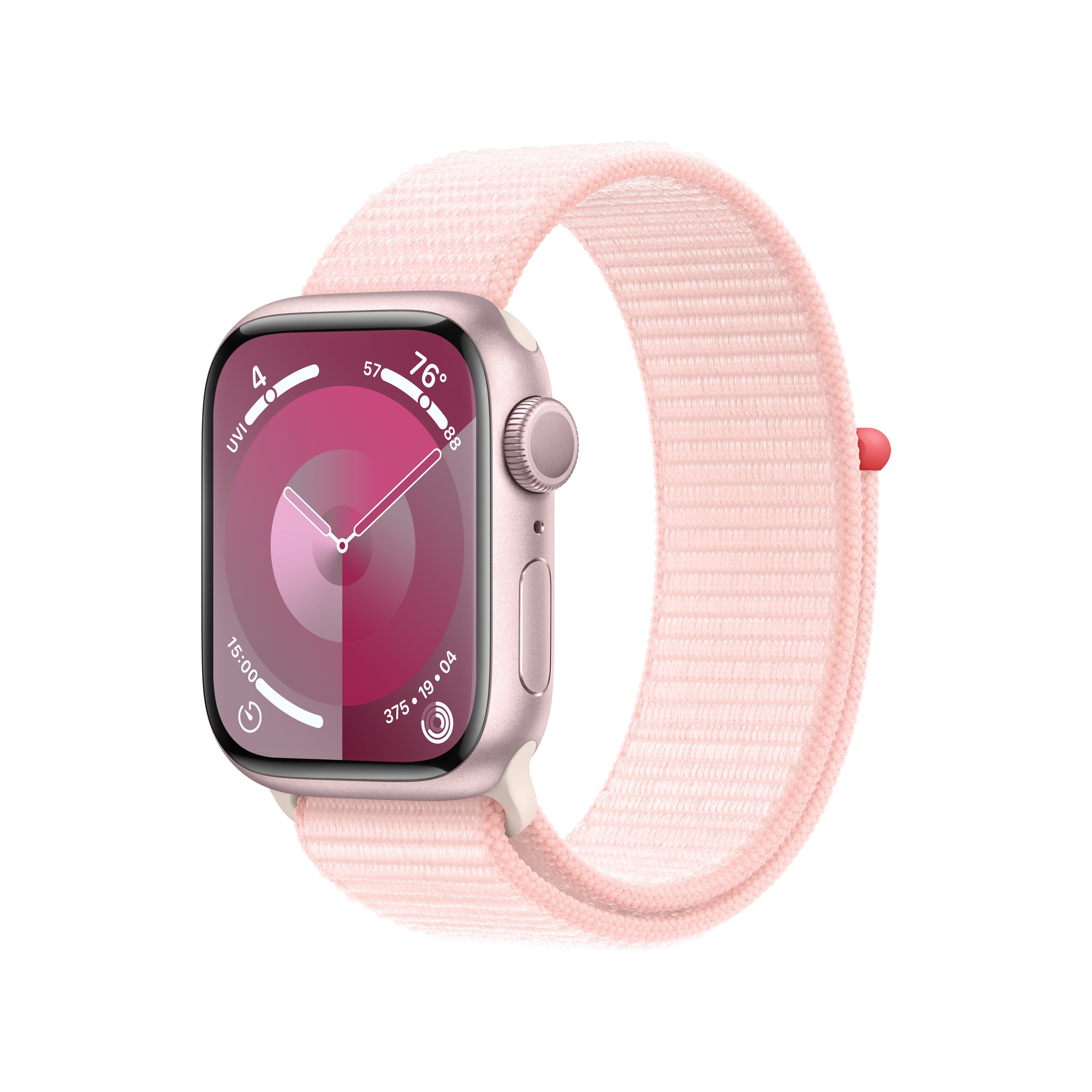 Apple Watch Series 9 [GPS 41mm] Smartwatch with Pink Aluminum Case and Light Pink Sport Loop. Fitness Tracker, ECG Apps, Always-On Retina Display, Water Resistant