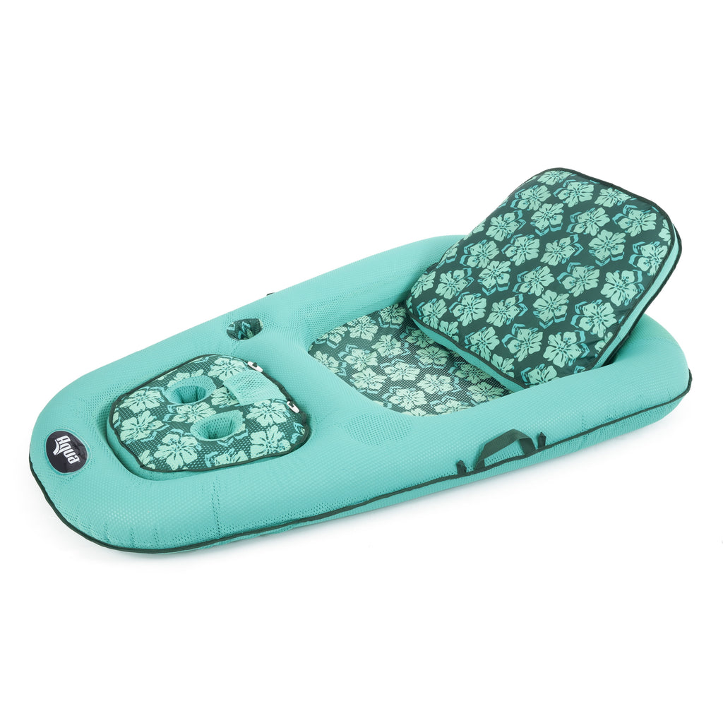 Aqua Leisure Campania Convertible 2 in 1 Pool Float Lounge/Caddy, Teal Hibiscus