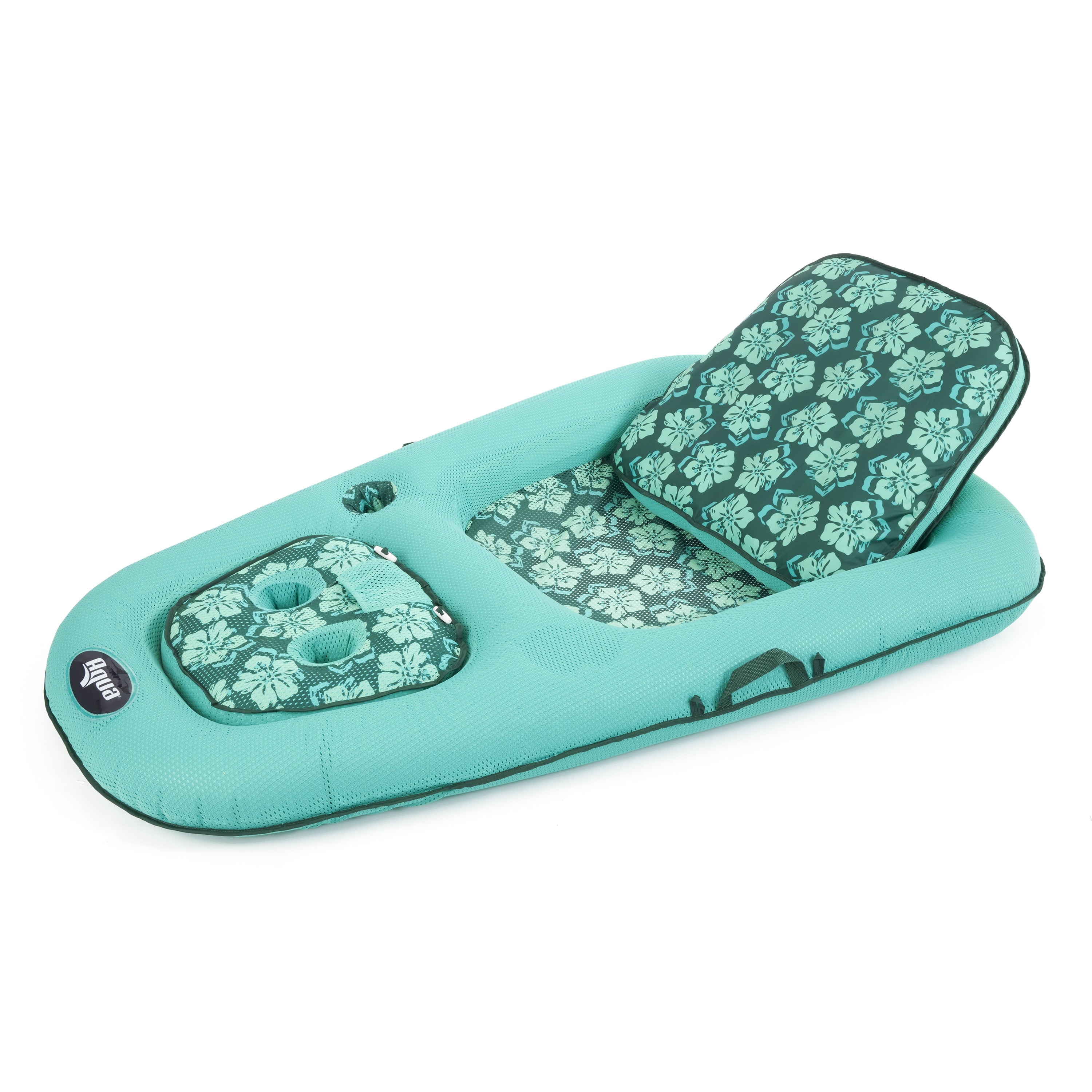 Aqua Leisure Campania Convertible 2 in 1 Pool Float Lounge/Caddy, Teal Hibiscus