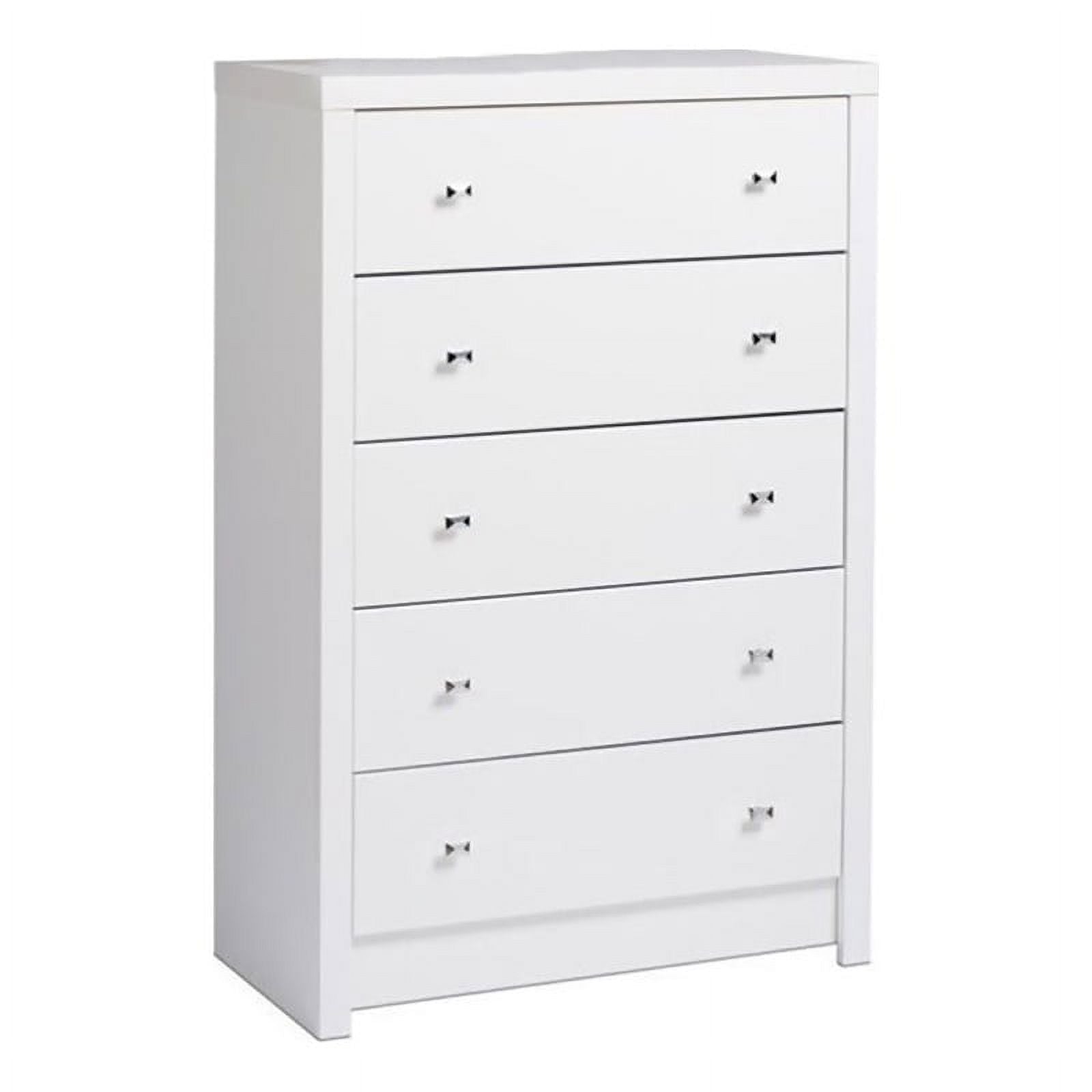 Atlin Designs 46" Tall 5-Drawer Chest for Bedroom in White Laminate