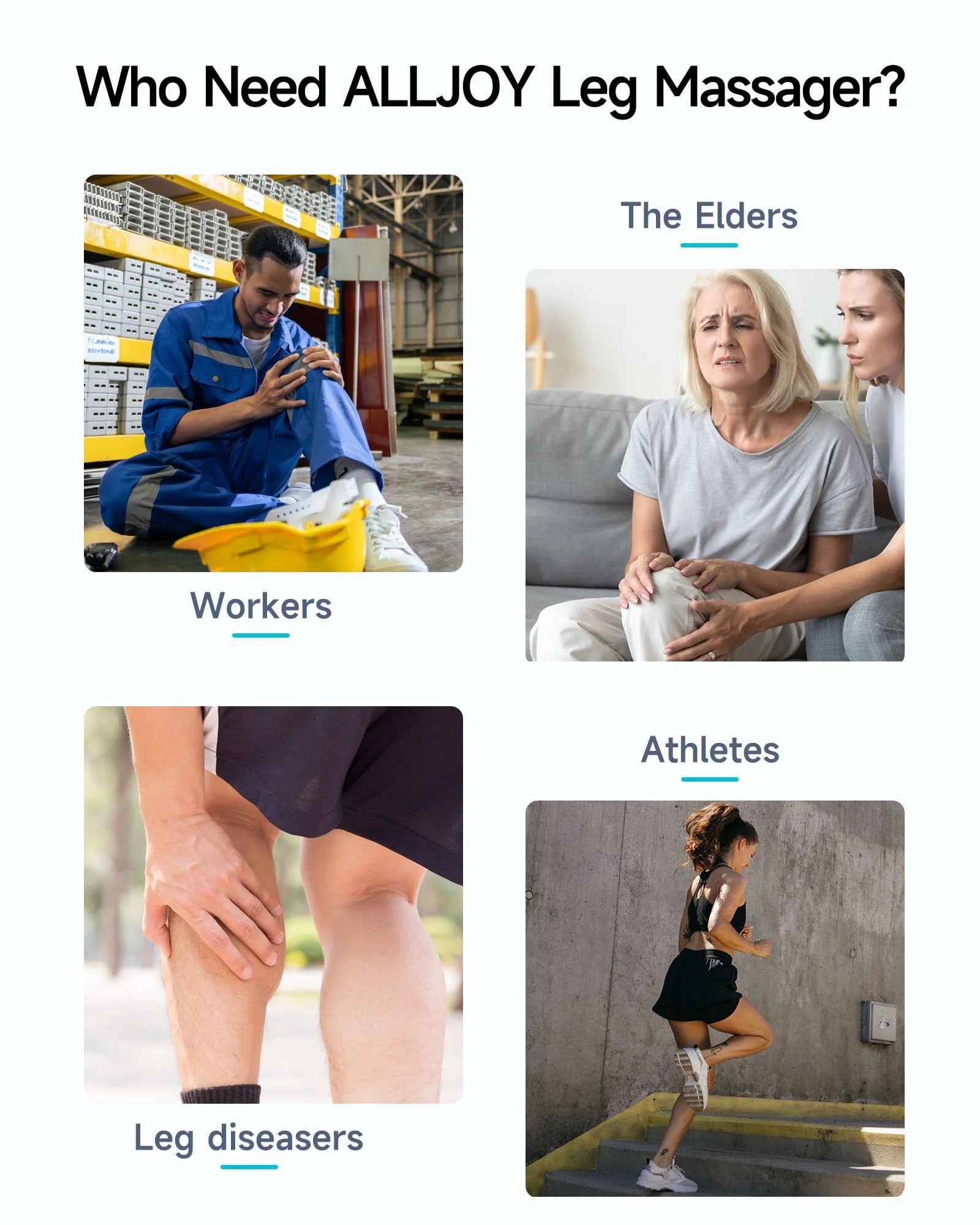 ALLJOY Leg Massager, Leg Massager for Circulation and Pain Relief,2 Heat Levels Foot/Knee Massager,6 Modes with Memory Function Controller, Full Leg Massager, Gray