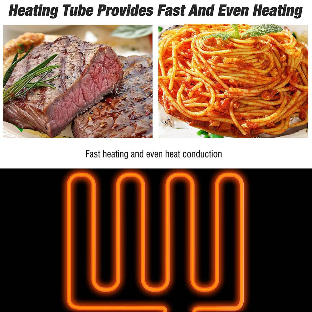 14" Countertop Electric Griddle for Pancakes Pizzas Steaks Burgers Bacon Breakfast Grilled Cheese (1500W)