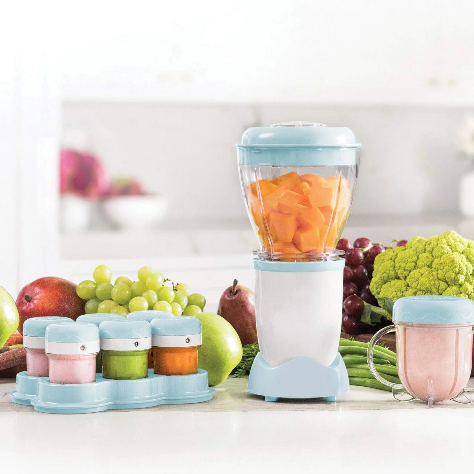 Baby Complete Food-Making System - with 200 watt Motor Base, 32-Oz Batch Bowl & Lid (Blue)