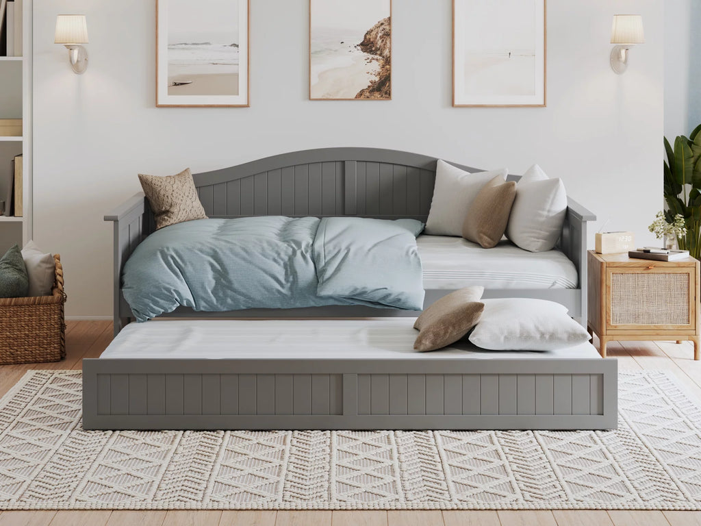 AFI Nantucket Wood Twin Size Daybed Frame with Twin Trundle Grey
