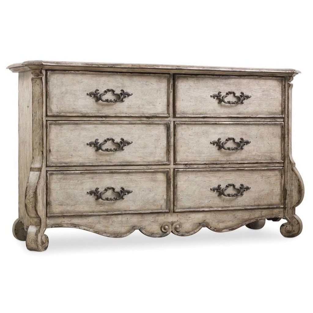 Beaumont Lane Cedar Way 6 Drawer Dresser in Distressed Vintage White