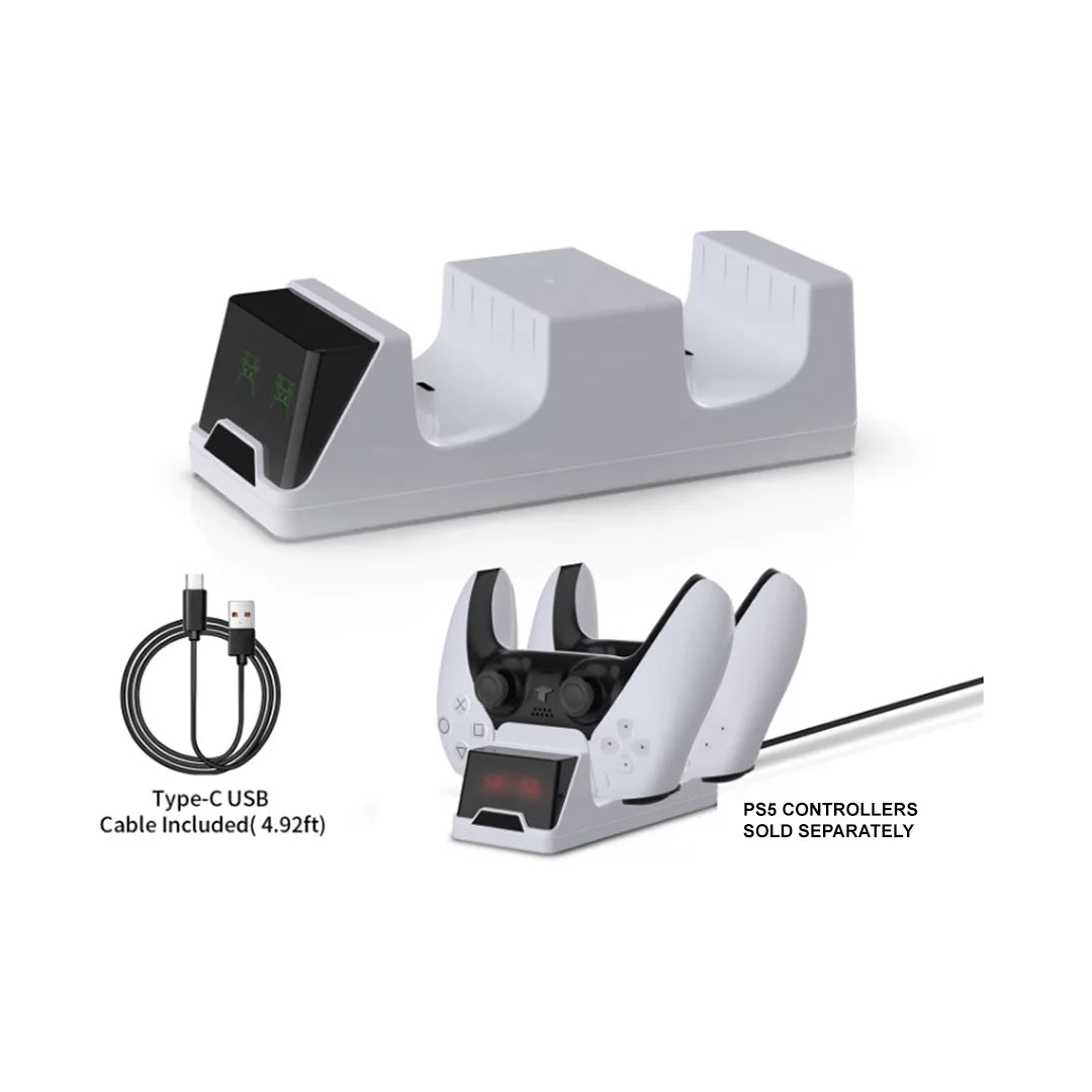 2023 New PlayStation 5 Slim Digital Edition Bundle with Two DualSense Controllers and Mytrix Controller Charger - White, Slim PS5 1TB PCIe SSD Gaming Console