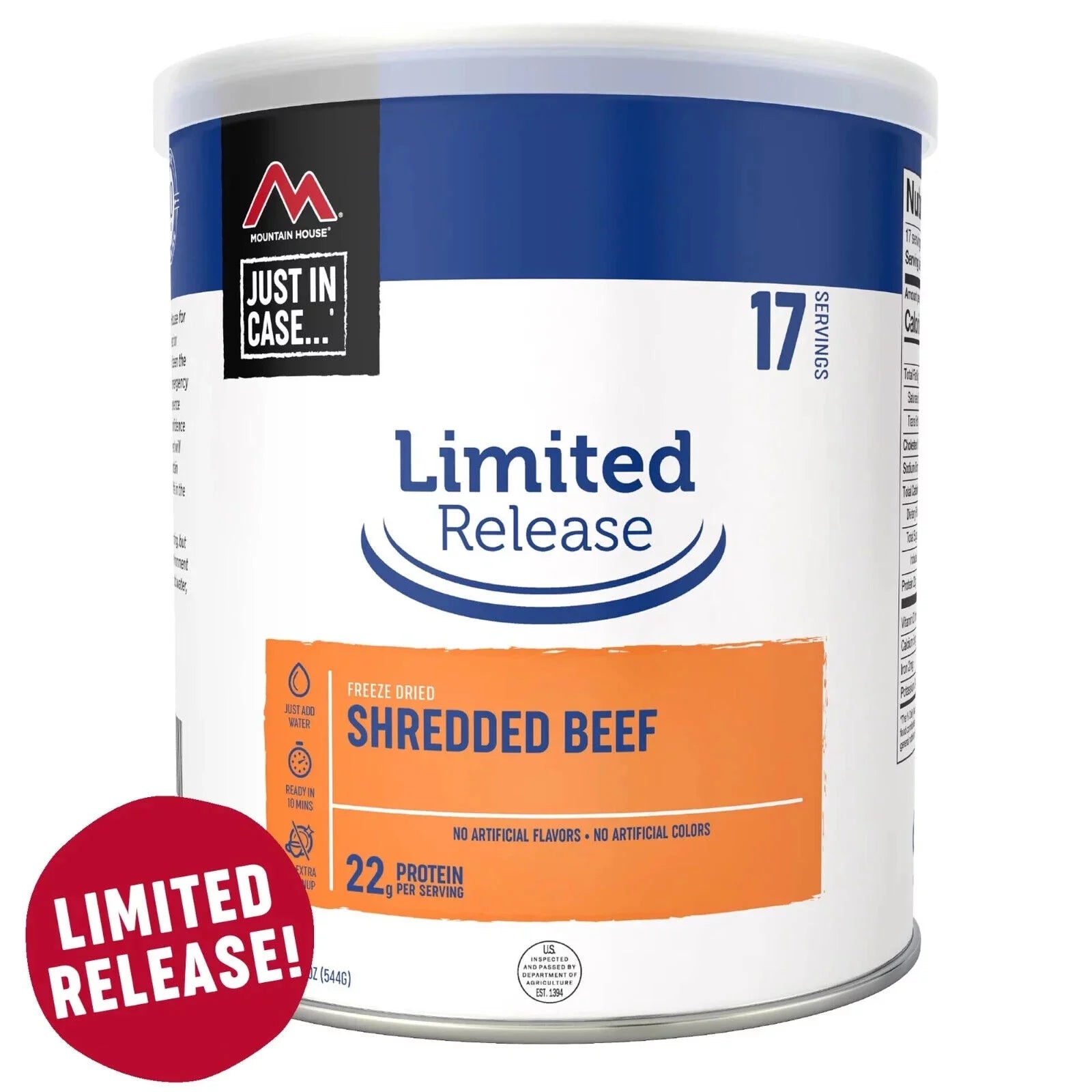 (6 Cans Pack) Mountain House Shredded Beef Limited Edition  Freeze Dried Survival Emergency Camping Food Fully Cooked #10 / 17 Servings / Can