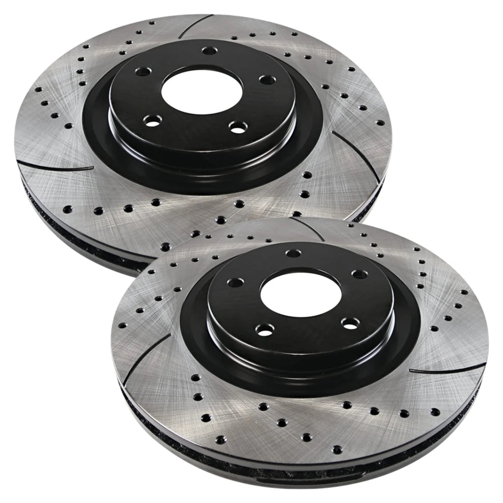 AutoShack Front and Rear Drilled Slotted Brake Rotors Black Set of 4 Replacement for 2011-2018 2019 2020 Jeep Grand Cherokee 2011-2020 Dodge Durango 3.0L 3.6L 5.7L 6.2L 6.4L V6 V8 AWD RWD PR63063-4
