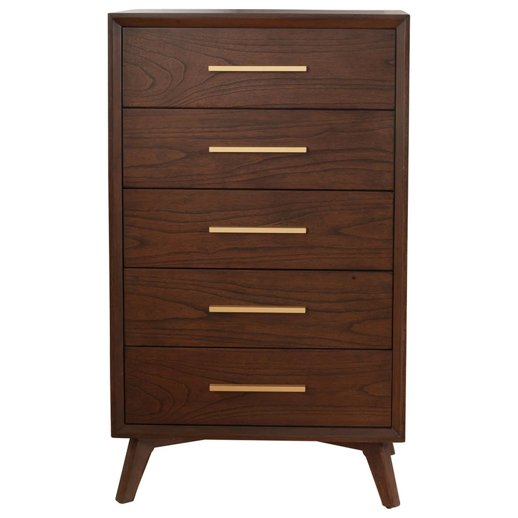 Alpine Furniture Gramercy 5 Drawer Wood Chest in Walnut (Brown)