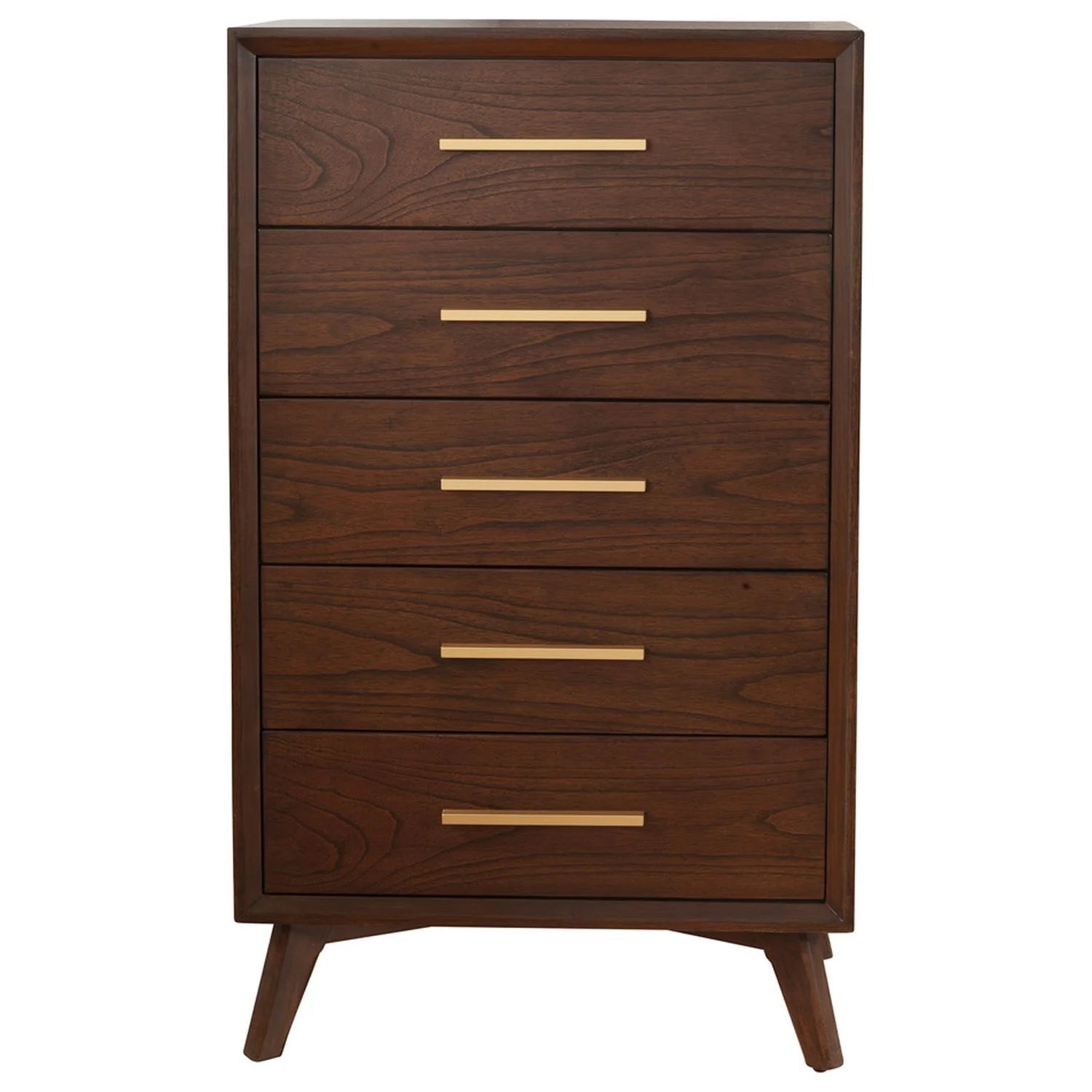 Alpine Furniture Gramercy 5 Drawer Wood Chest in Walnut (Brown)