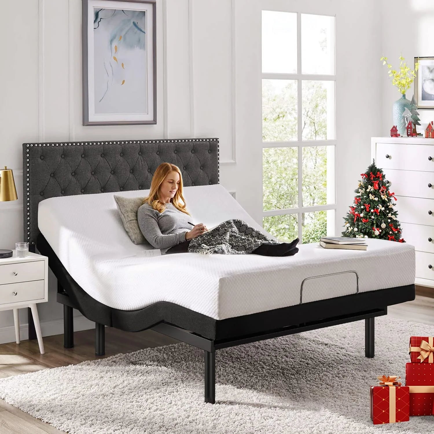 Adjustable Bed Frame Split King  Adjustable Bed Base for Stress Management  Zero Gravity Base  Head and Foot Incline with 3-Speed Massage  Anti-Snore  Memory Pre-Sets.