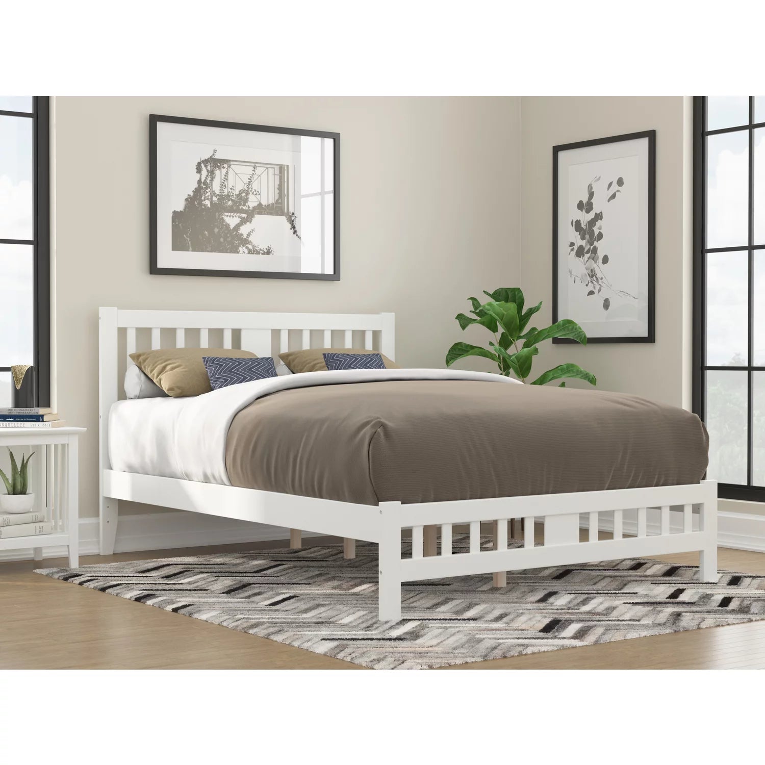AFI Tahoe Traditional Wood Queen Bed with Footboard in White