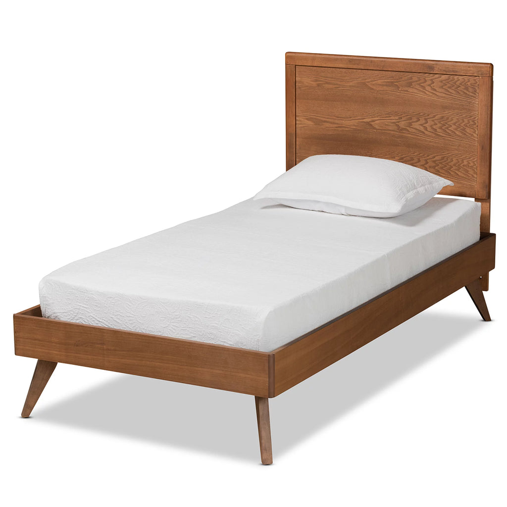 Baxton Studio Jiro Modern Engineered Wood Platform Bed, Twin, Walnut Brown