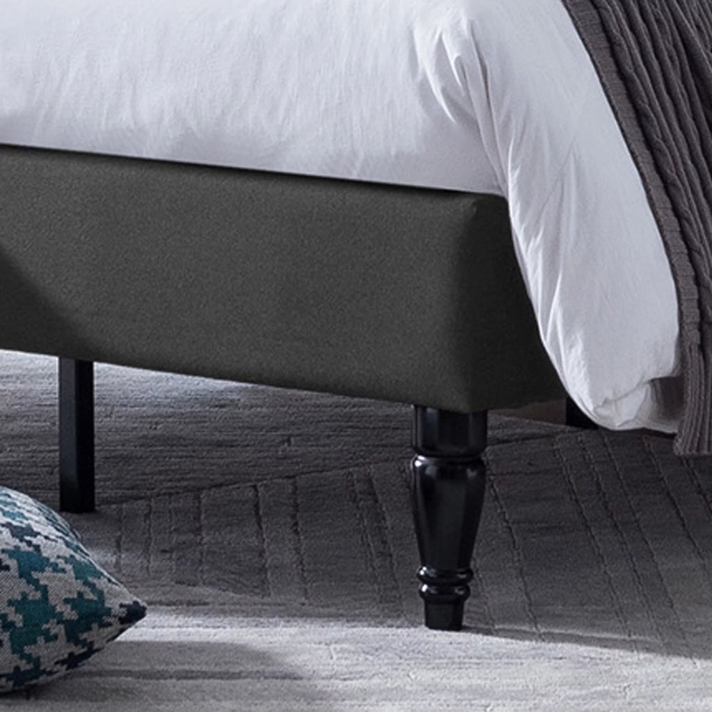 85.5" Charcoal Gray and Brown Contemporary Button Tufted Queen Size Bed Frame