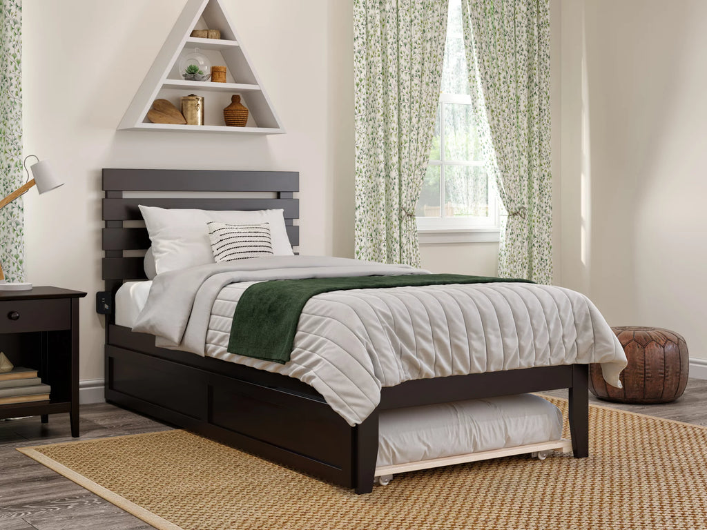 AFI Oxford 14" Twin XL Wood Platform Bed Frame with Twin XL Trundle, Espresso