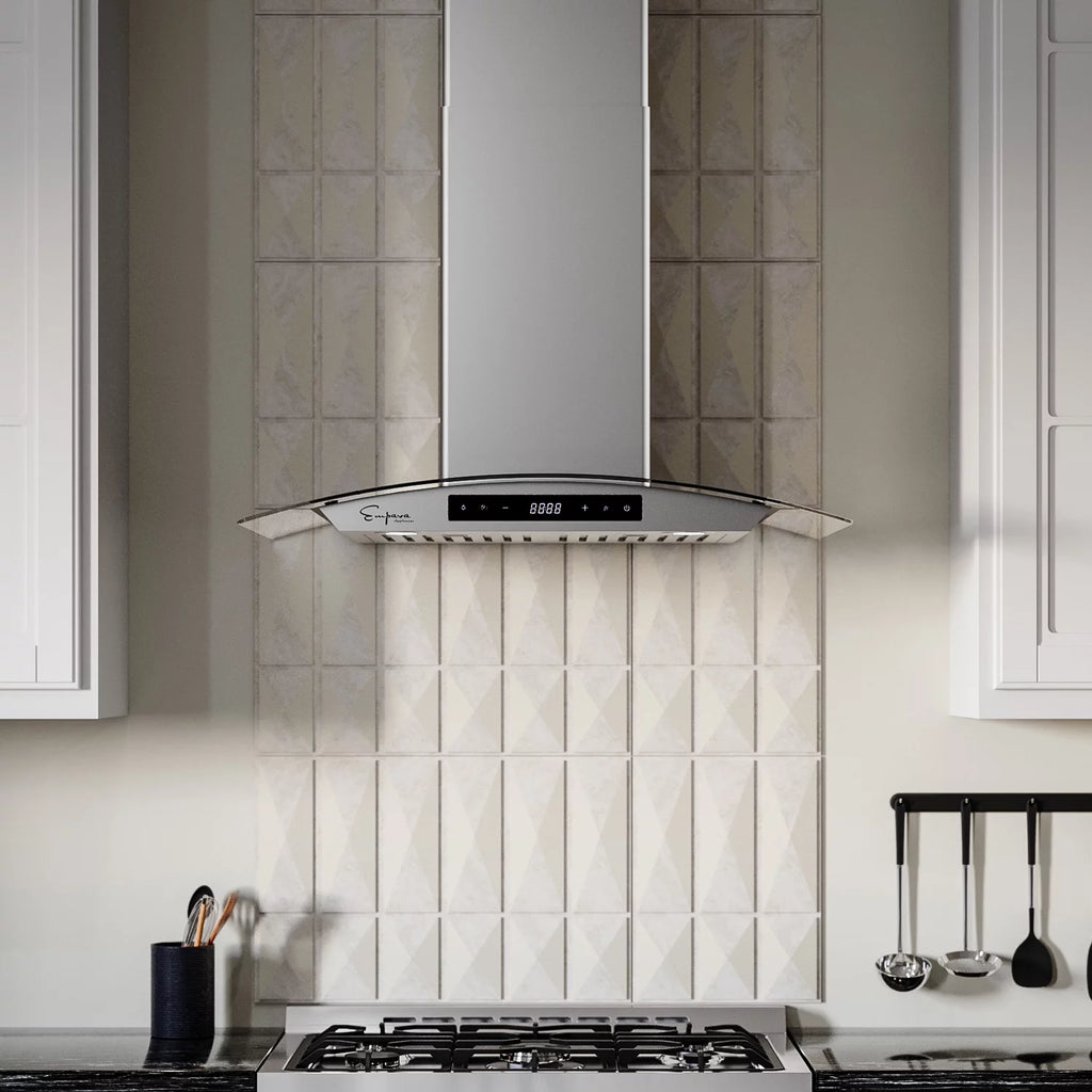 30 in. 400 CFM Ducted Kitchen Glass Wall Mount Range Hood in Stainless Steel