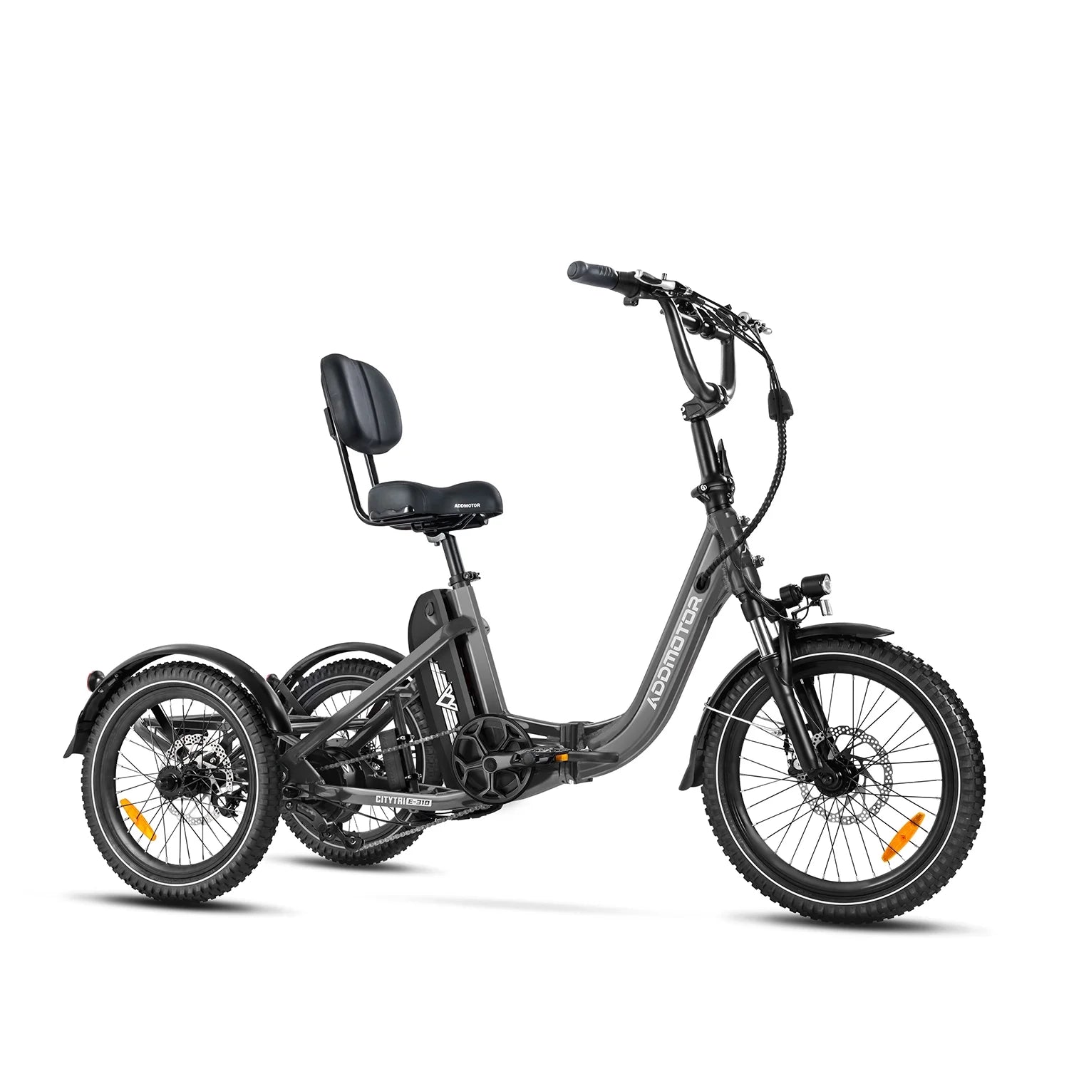 Addmotor Electric Trike, 750W (Peak 1400W) 90Miles Electric Tricycle for Adults, 48V 20Ah Folding 3 Wheel Electric Bikes with Parking Brake & Rear Speed Differential, E-310 Gray