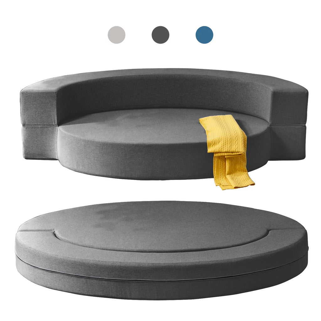 BALUS 9.8 Inch Folding Sofa Bed Couch, Memory Foam Futon Mattress Linen Fabric Sofa, Floor Couch Lounge Sleeper Bed for Living Room Bedroom Guest Room, Dark Grey