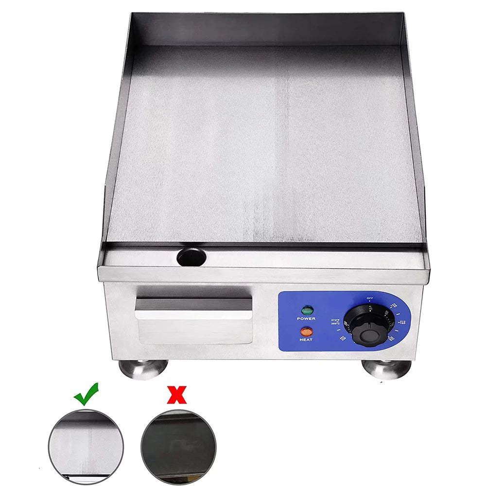 14" Countertop Electric Griddle for Pancakes Pizzas Steaks Burgers Bacon Breakfast Grilled Cheese (1500W)