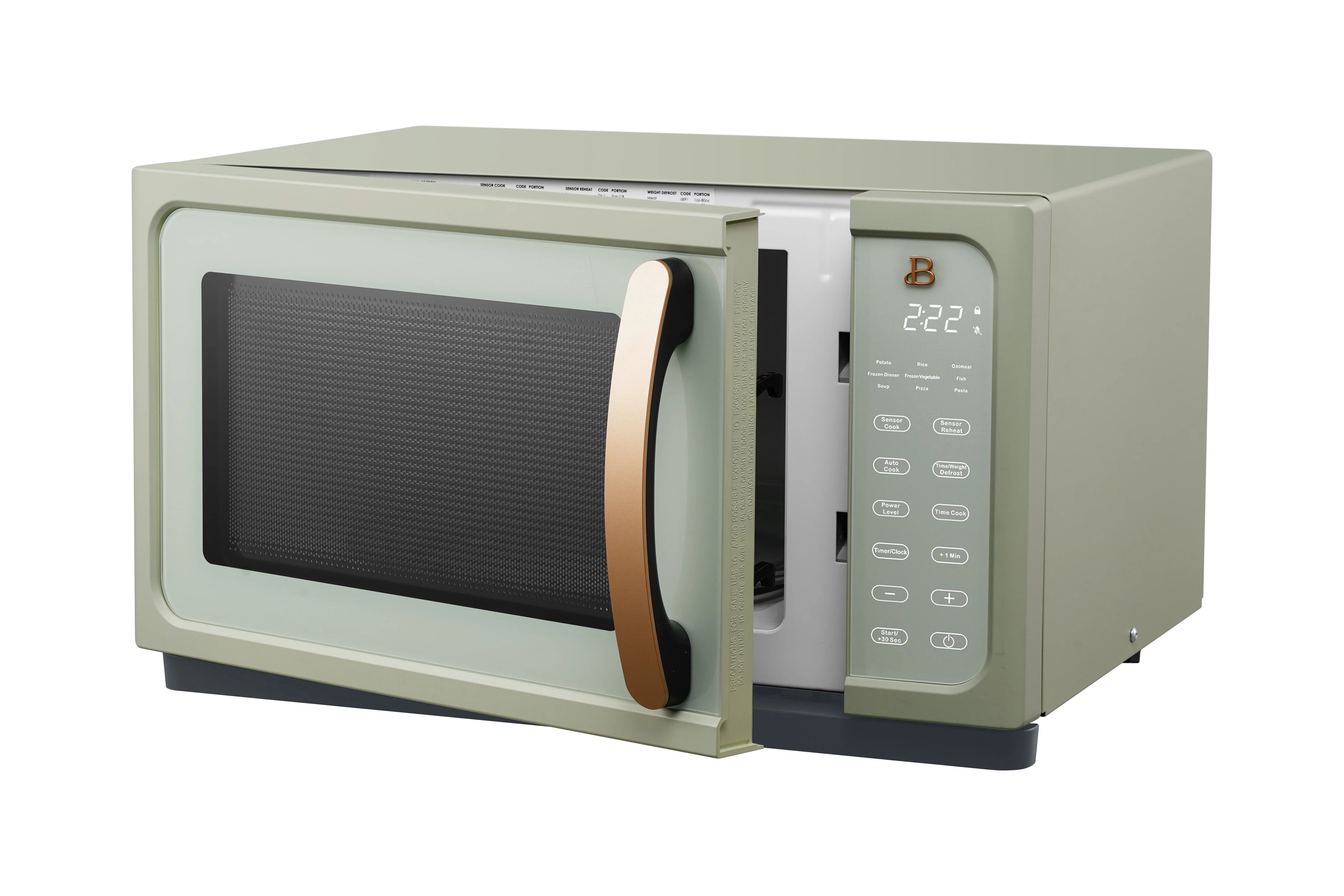 Beautiful 1.1 Cu ft 1000 Watt, Sensor Microwave Oven, Sage Green by Drew Barrymore, New