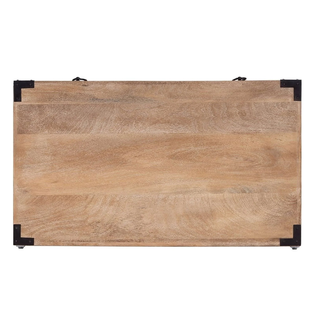 Beaumont Lane 3-Drawer Transitional Wood Campaign Chest in Natural/Dark Bronze