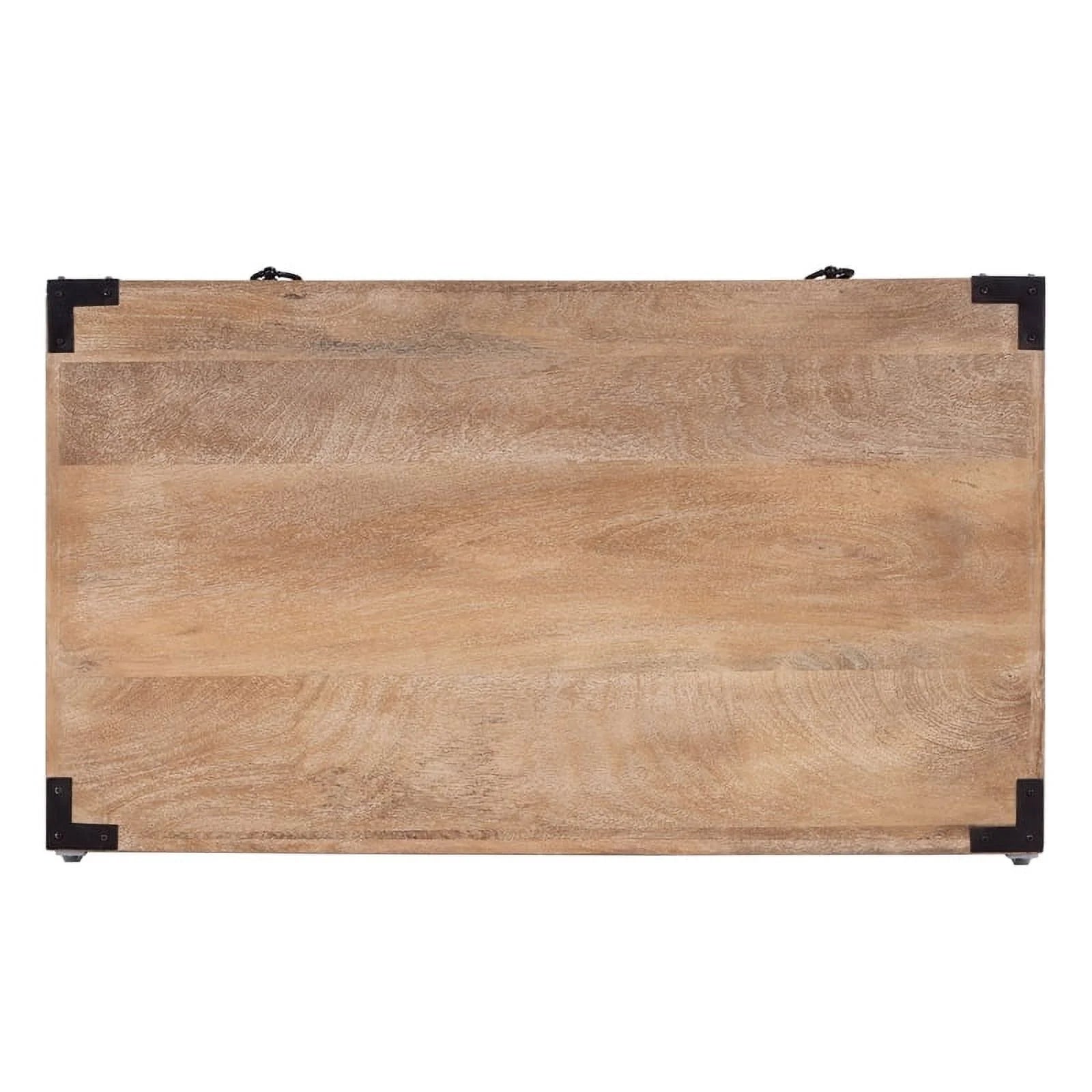 Beaumont Lane 3-Drawer Transitional Wood Campaign Chest in Natural/Dark Bronze