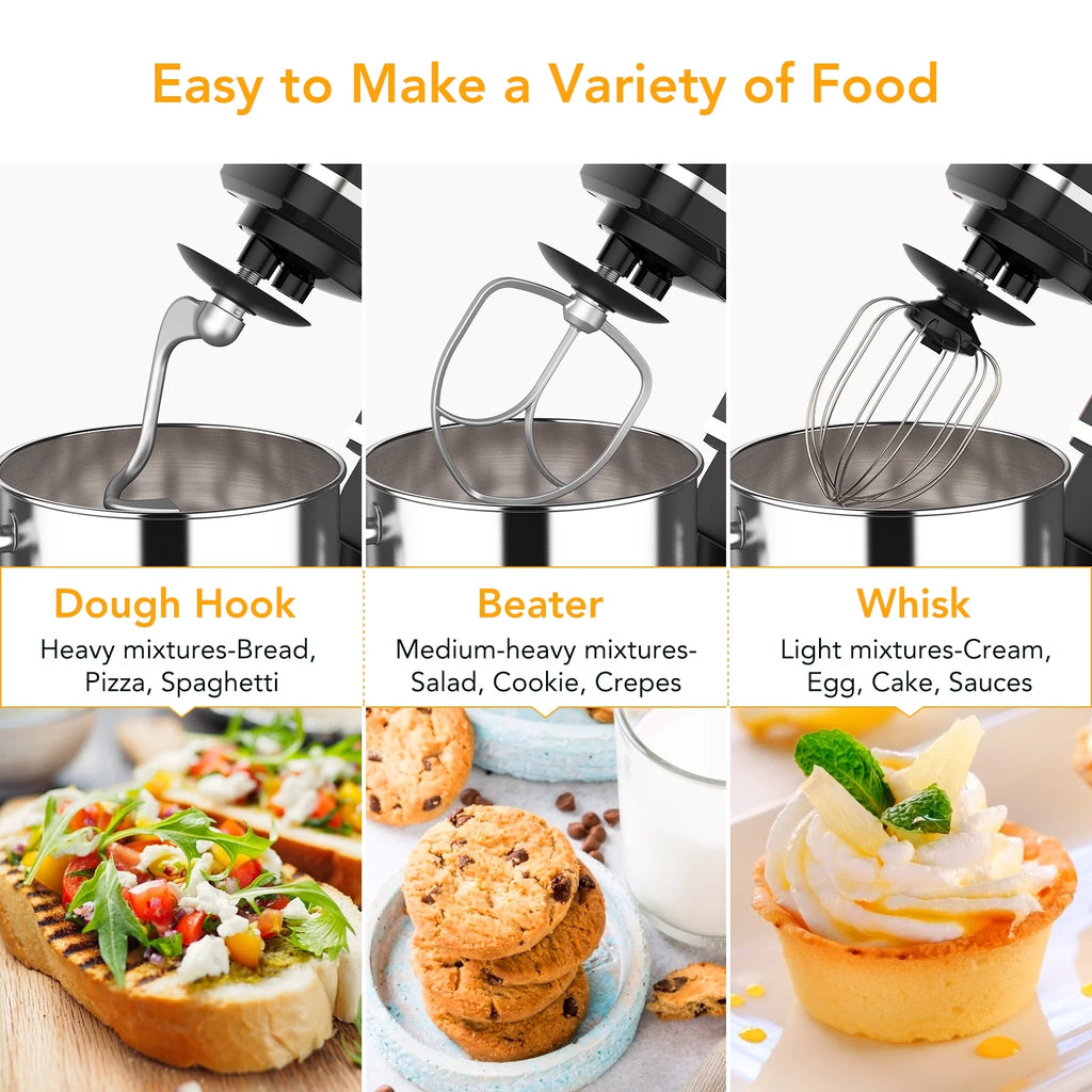 Acekool Stand Mixer, 7.5Qt 10 Speed 660W Tilt Head Electric Food Mixer