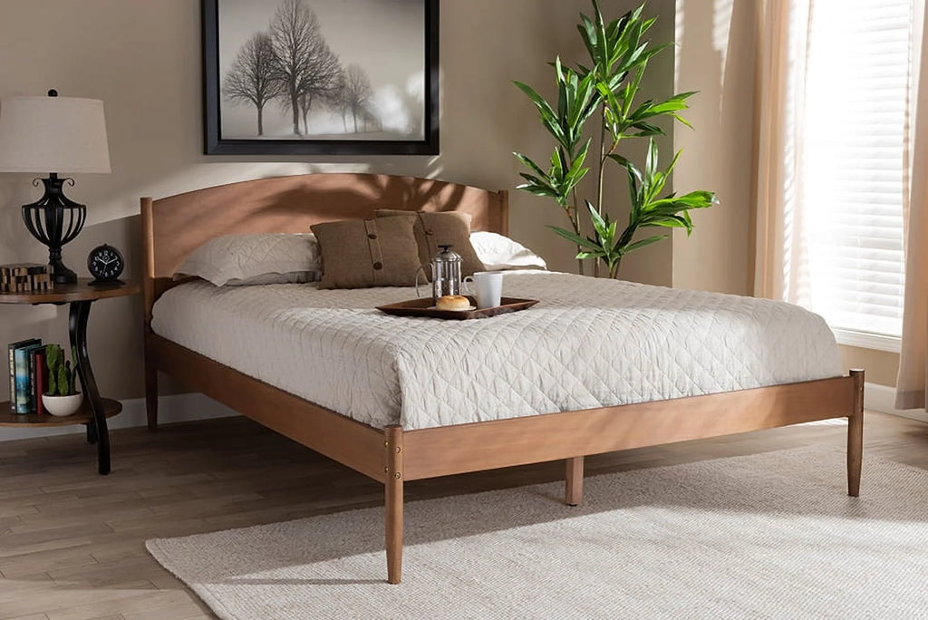 Baxton Studio Studio Leanora Mid-Century Wood Platform Bed, King, Walnut