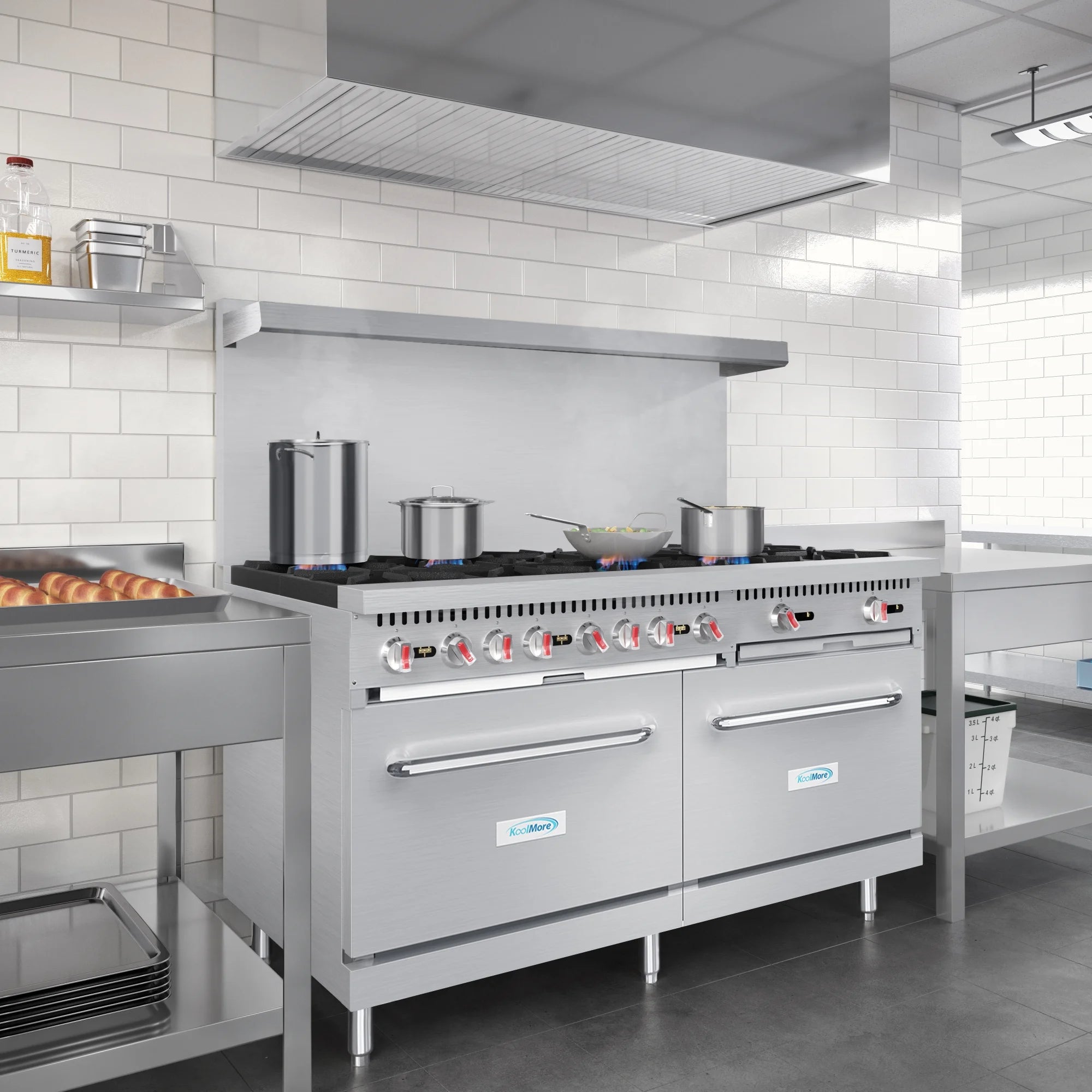 60 in. 10 Burner Commercial LP Range with Oven in Stainless-Steel (KM-CR60-LP)