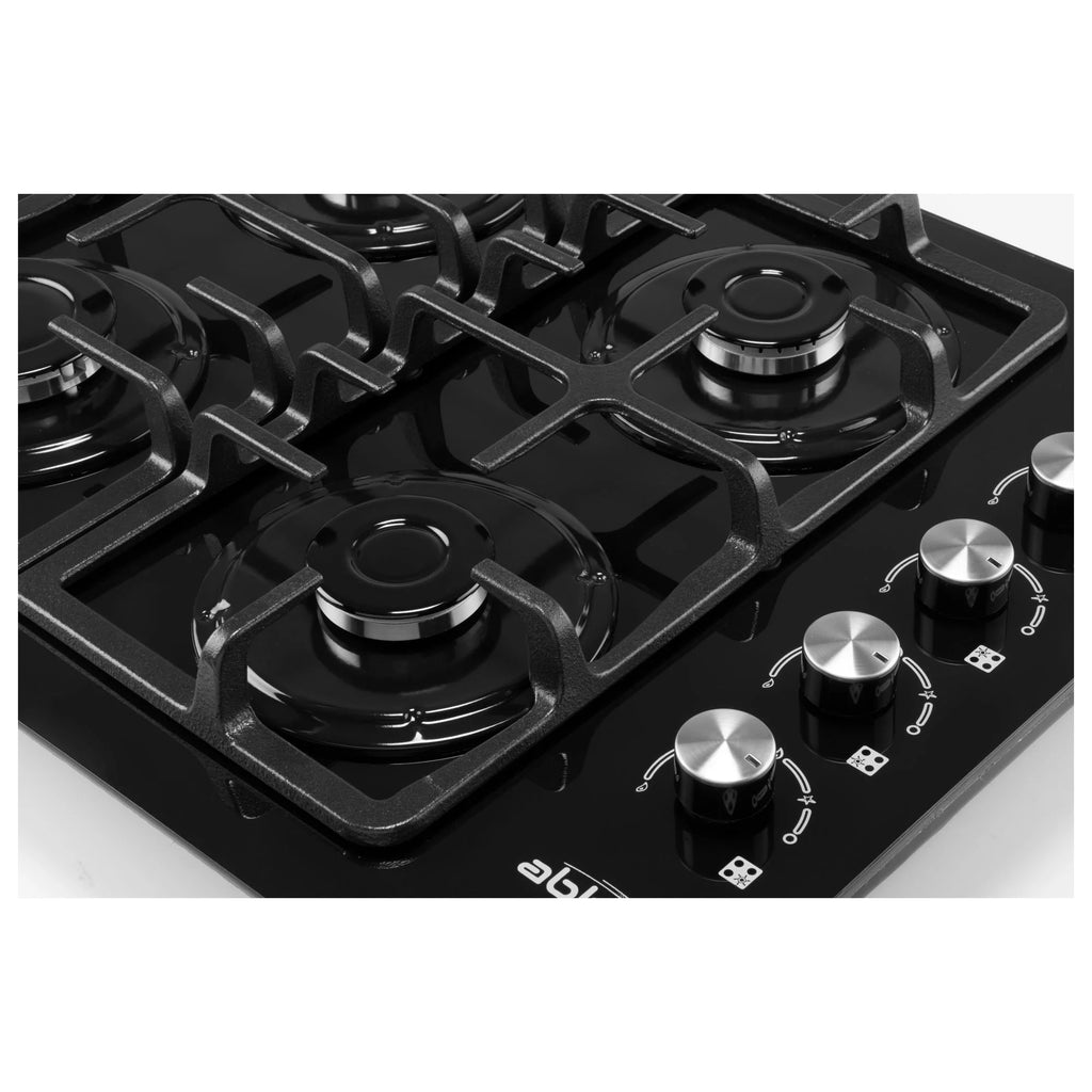 ABBA 24-inch Gas Cooktop with 4 Burners - Tempered Glass Surface with SABAF Burners, Natural Gas Stove for Countertop, Home Improvement Essentials, Easy to Clean, 24" x 4.7" x 18.9"