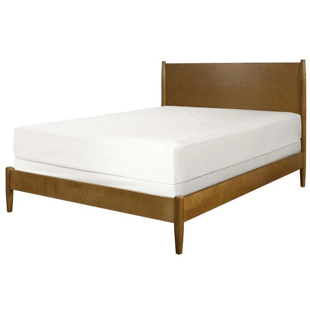 Allora Mid-Century Wood King Panel Platform Bed in Acorn Brown