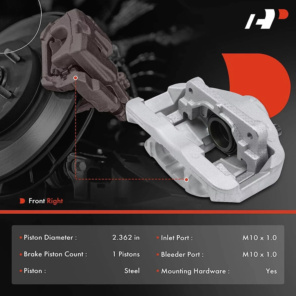 A-Premium Disc Brake Caliper Assembly with Bracket Compatible with BMW 525i 2004-2006, 528i 2008-2010, 530i 2004-2007 - Front Right Passenger