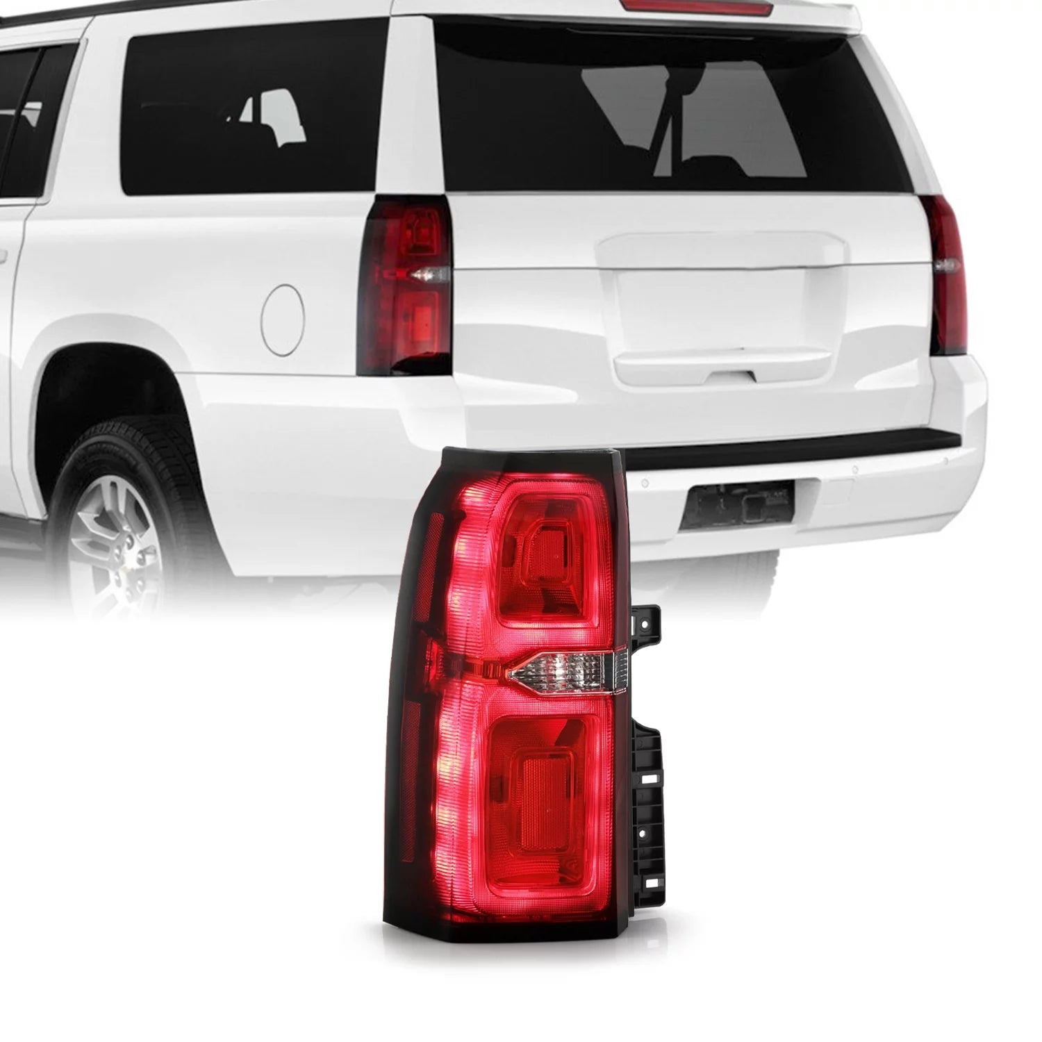 AKKON - Fits 2015-2020 Chevy Suburban Tahoe Pickup LED Running Chrome Red Tail Light Brake Lamp Outer Driver Left Replacement
