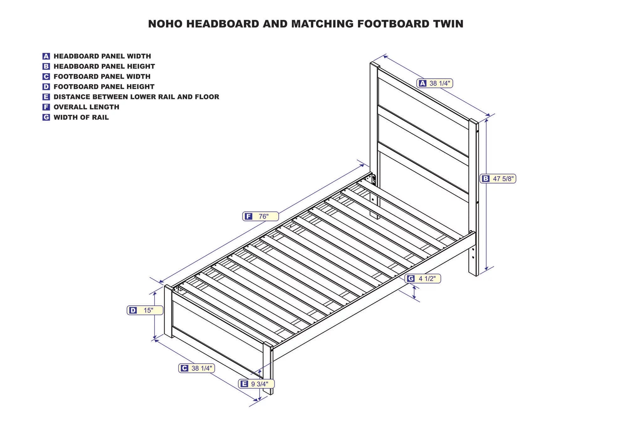 AFI NoHo 14" Twin Wood Platform Bed with Modern Panel Headboard and Footboard, Espresso
