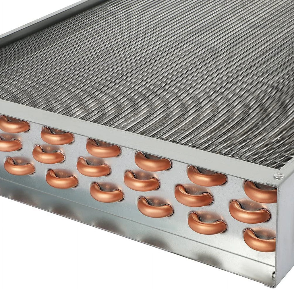 16"x18" Heat Exchanger Water To Air, Forced Air Heating with 1" Copper Ports Hot Water Coil for Outdoor Wood Furnaces, Residential Heating