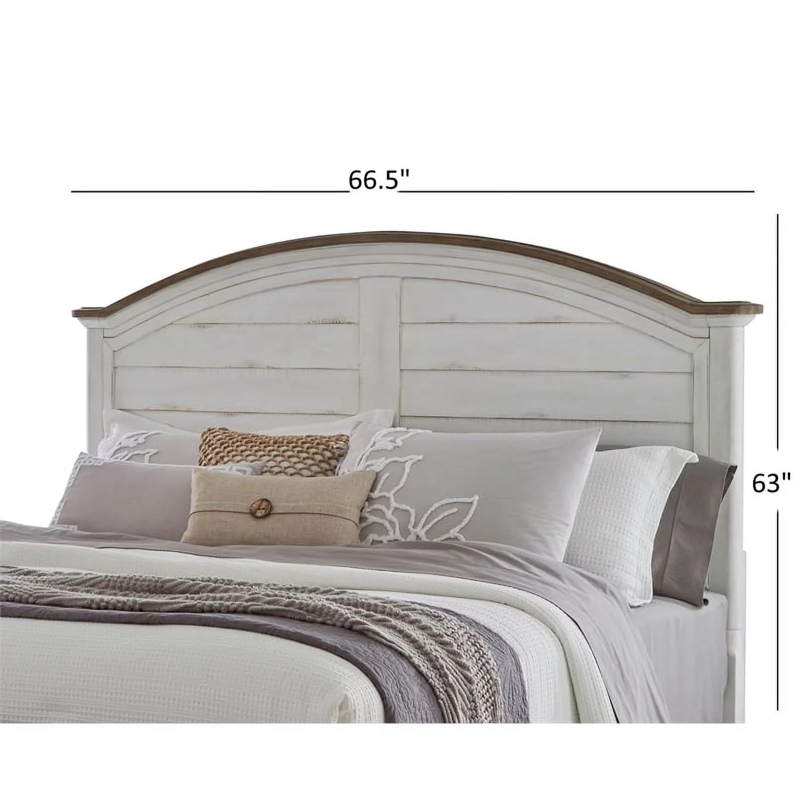 American Woodcrafters Meadowbrook Queen Arched Panel Headboard - White-washed