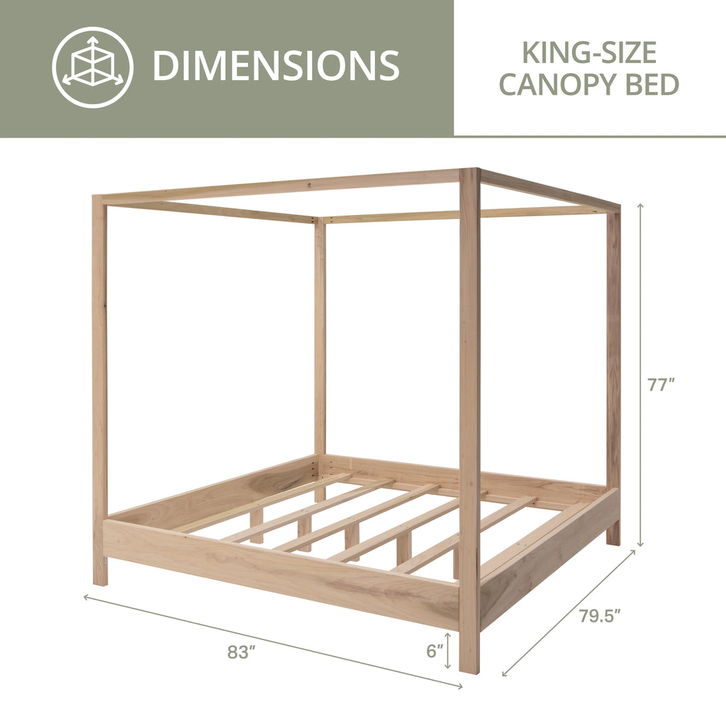 American Furniture Classics KING CANOPY Canopy Bed with Raised Platform, Natural - King Size