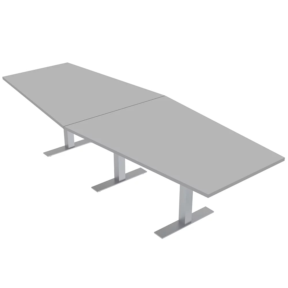 10 Person Modular Powered Hexagon Conference Room Table Metal T Bases